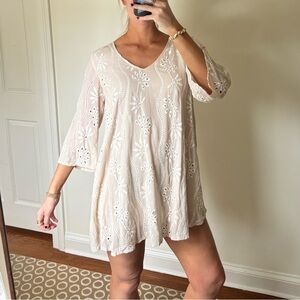Lulu's Blush Embroidered Mini Dress